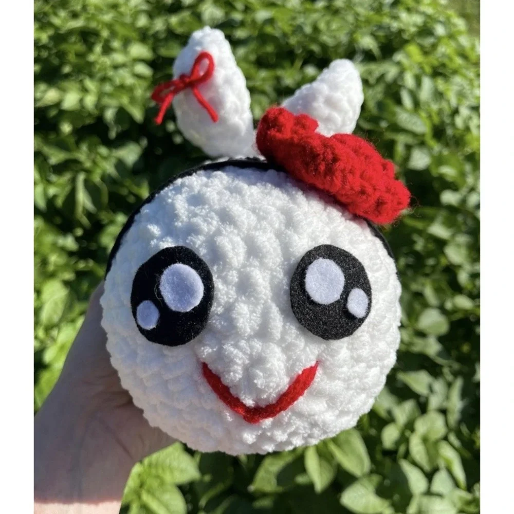 Crochet Bee Rose Red Moira Black White Striped Plush Plushie Squishy Stress Ball